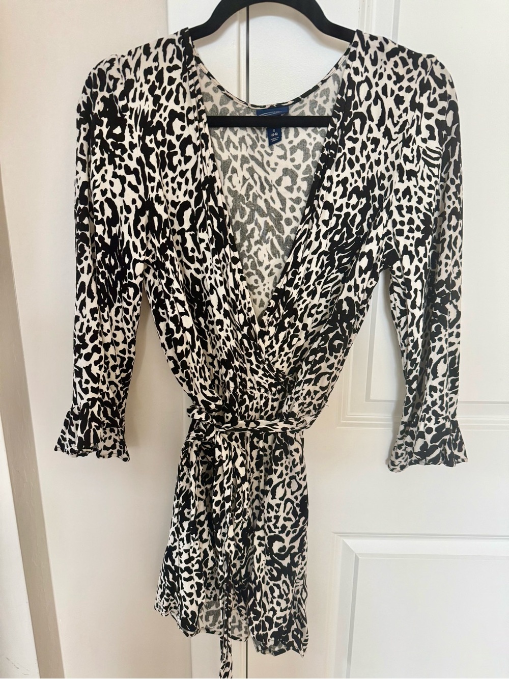 Black and White Leopard Wrap Romper